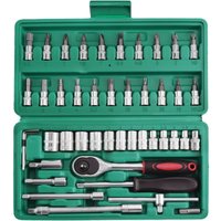 46PCS Steckschlüssel- und Bit-Set, Ratschenschlüssel-Sets, 1/4-Zoll-Autoreparaturwerkzeug von KINSI