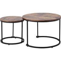 Beistelltisch 2er Set, ,Couchtische ,Sofatisch, Runder Couchtisch,Braun, KINSI von KINSI
