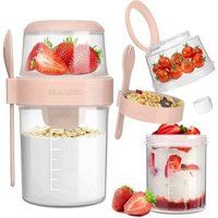 Joghurtbecher – 310 ml + 560 ml – 2-in-1-Müslibecher, Gabel – Weiß von KINSI