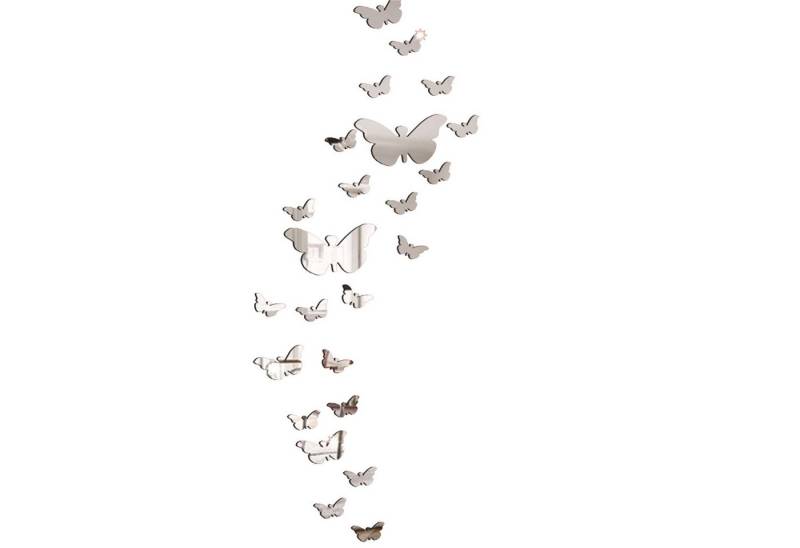 KINSI 3D-Wandtattoo 25 pcs Schmetterling Spiegel Aufkleber,Spiegeltapete,3D Wandaufkleber, Zur Wanddekoration in Schlafzimmern, Wohnzimmern und Badezimmern von KINSI