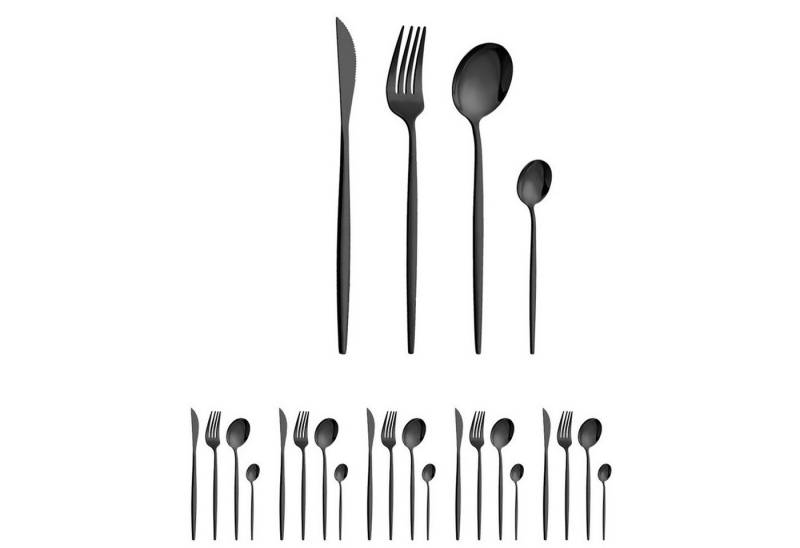 KINSI Besteck-Set Besteckset,Für 6,Besteck aus Edelstahl,24-teiliges,Messer,Gabel,Löffel, 6 Personen, Edelstahl, hochglanzpoliert, spülmaschinenfest von KINSI