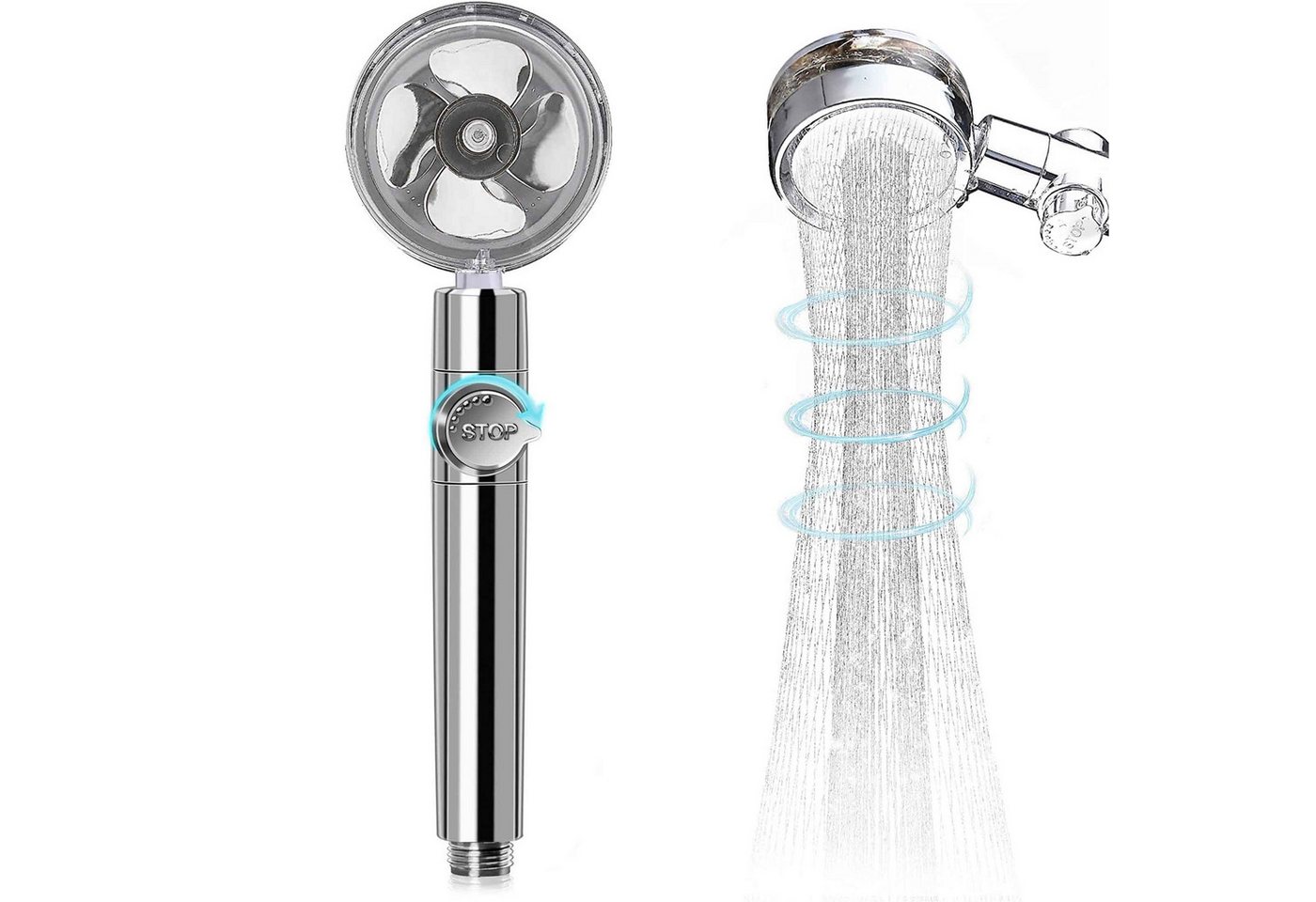 KINSI Handbrause Kompfort Duschkopf, Flexible Sprinklerköpfe, Starke Booster-Köpfe, Bad-Accessoires, Abnehmbarer Turbo-Hochdruck-Duschkopf von KINSI