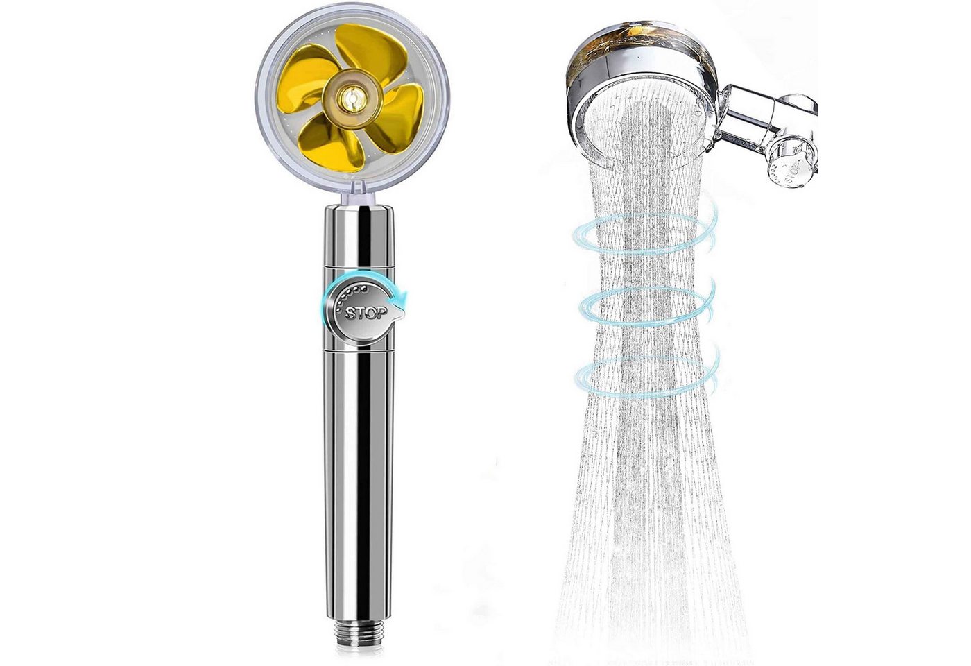 KINSI Handbrause Kompfort Duschkopf, Flexible Sprinklerköpfe, Starke Booster-Köpfe, Bad-Accessoires, Abnehmbarer Turbo-Hochdruck-Duschkopf von KINSI