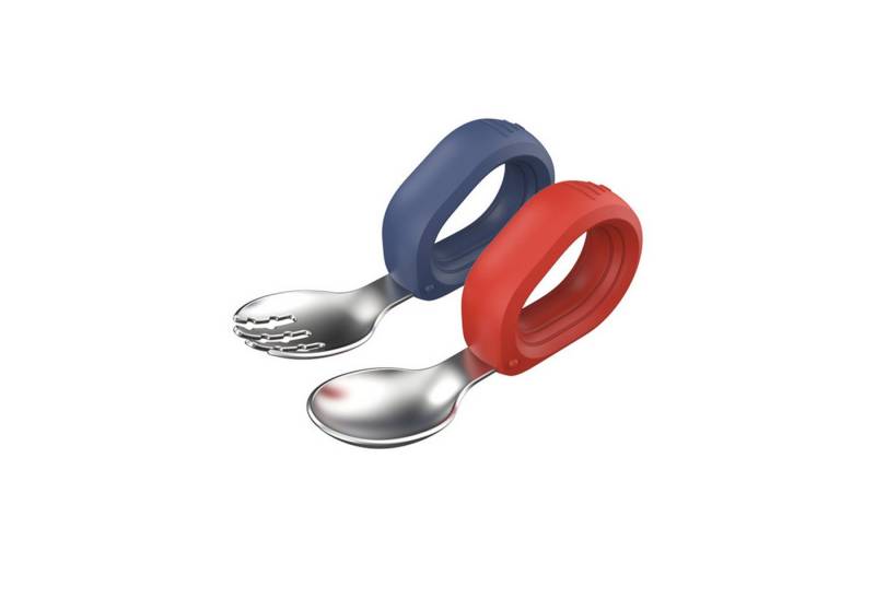 KINSI Kindergeschirr-Set Kindergeschirr-Set,Kinderlöffel,Baby Utensilien,Kinderbesteck,2 Stück (2-tlg), 1 Personen, Besteckset aus Silikon mit staubfreier Aufbewahrungsbox von KINSI