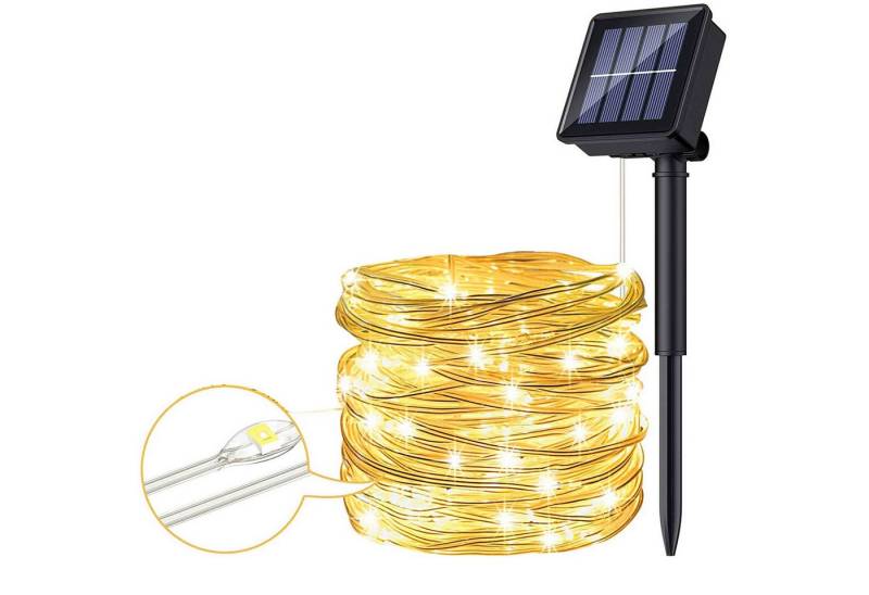 KINSI LED Solarleuchte LED Kupferdraht Lampe, Solar-Lichterketten, 7/12 M 50/100 Lichter, LED fest integriert, Geeignet für Garten, Baum, Hochzeit, Party KINSI LED Solarleuchte LED Kupferdraht Lampe, Solar-Lichterketten, 7/12 M 50/100 Lichter, LED fest integriert, Geeignet für Garten, Baum, Hochzeit, Party von KINSI
