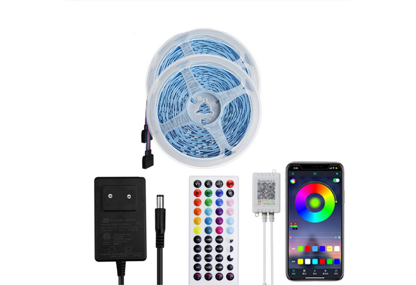 KINSI LED Stripe Bluetooth-Lichtleiste,DIY-Lichtleiste,RGB-Licht-LED,mit Fernbedienung, Timer-Funktion, eine Vielzahl von dynamischen RGB-Farben KINSI LED Stripe Bluetooth-Lichtleiste,DIY-Lichtleiste,RGB-Licht-LED,mit Fernbedienung, Timer-Funktion, eine Vielzahl von dynamischen RGB-Farben von KINSI
