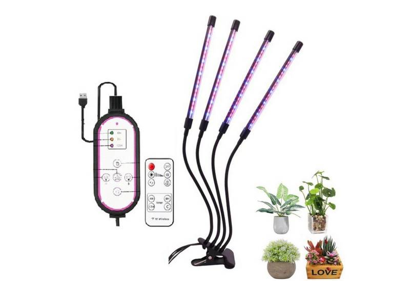KINSI Pflanzenlampe Wachstumslampe LED mit 4 flexiblen Armen&Timer,Pflanzenlampe, mit 9 Stufen & 3 Lichtmodi-Für Indoor Pflanzen,Blumen,Gemüse von KINSI