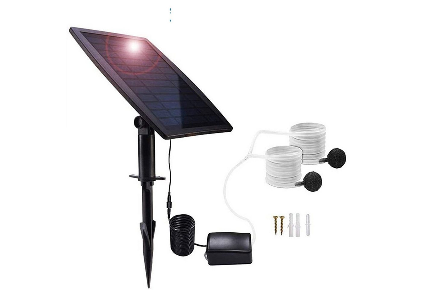 KINSI Solarpumpe Sauerstoffpumpe mit Solarpanel für Teich,Solarteichpumpe, zur Sauerstoffanreicherung für Gartenteich, Fischteich & Aquaponik von KINSI