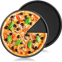 2PCS 22cm runde Pizzaform, Kohlenstoffstahl mit Antihaftbeschichtung Backbleche für Pizza Tarteplatte Quicheform von KINSI