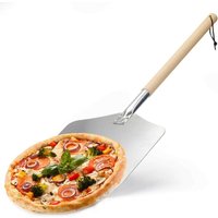Aluminium-Pizzaschaufel, Pizzaschaufel mit Pizzaofen und langem, rutschfestem Holzgriff, aus Aluminium, abnehmbar von KINSI