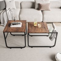 Kinsi - Beistelltisch 2er Set, Couchtisch, Wohnzimmertisch, Sofatisch, mit Ablagefächern für Zeitschriften von KINSI
