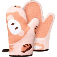 Kinsi - Hitzebeständige Handschuhe, Küchenhandschuhe mit rutschfestem Silikon-Design (Dark Pink Pig) von KINSI