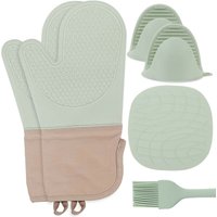 Kinsi - Hitzebeständige Handschuhe, hitzebeständige Silikon-Ofenhandschuhe – 6 Stück (Mintgrün) von KINSI