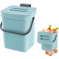 Kinsi - Küchenabfalleimer- Behälter mit Deckel, Komposter, für den Innenbereich, 7 l, blau von KINSI