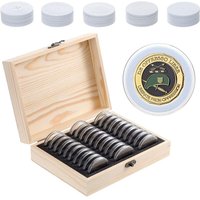 Kinsi - Münzkassette, 30 Münzen aus Holz Münzaufbewahrungsbox, 20mm/25mm/30mm/35mm/40mm von KINSI