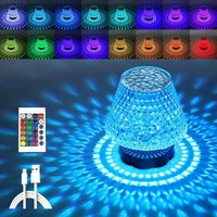 Kristall-Tischlampe, berührungsempfindliche RGB-LED-Nachttischlampe, Touch-Nachtlampe mit 16 wechselnden Farben von KINSI