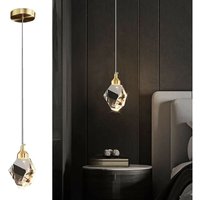 Kinsi - Moderne Kristall-Pendelleuchte, 3-farbige LED-Kristall-Pendelleuchte, für Kücheninsel, Schlafzimmer, Wohnzimmer, Esszimmerbeleuchtung (Gold) von KINSI