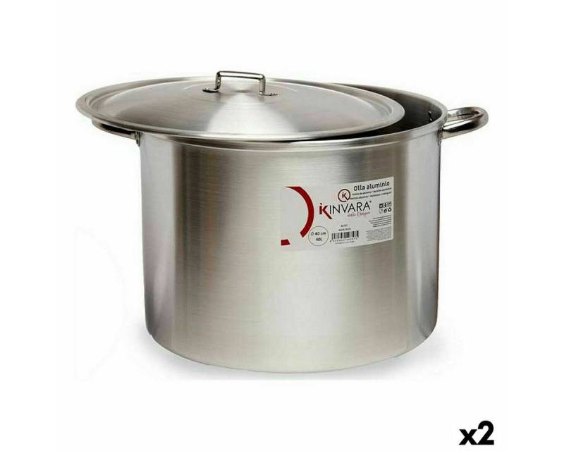 KINVARA Kochtopf Kochtopf mit Deckel Silberfarben Aluminium 53 x 34 x 43 cm 2 Stück KINVARA Kochtopf Kochtopf mit Deckel Silberfarben Aluminium 53 x 34 x 43 cm 2 Stück von KINVARA