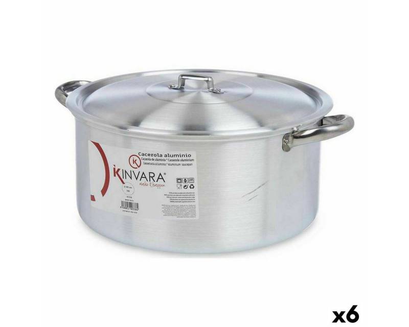 KINVARA Kochtopf, Topf mit Deckel Silberfarben Aluminium 10 L (6 Stück) von KINVARA