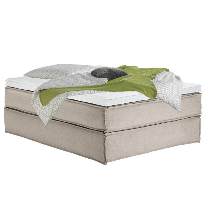 Boxspringbett Kinx 140x200 cm Webstoff Beige mit Matratze/Topper von Studio Copenhagen