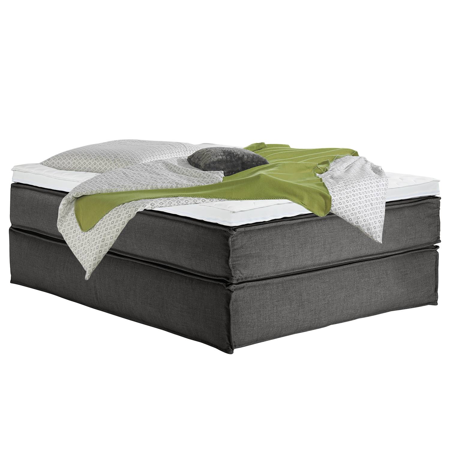 Boxspringbett Kinx 140x220 cm Webstoff Anthrazit mit Matratze/Topper von Studio Copenhagen