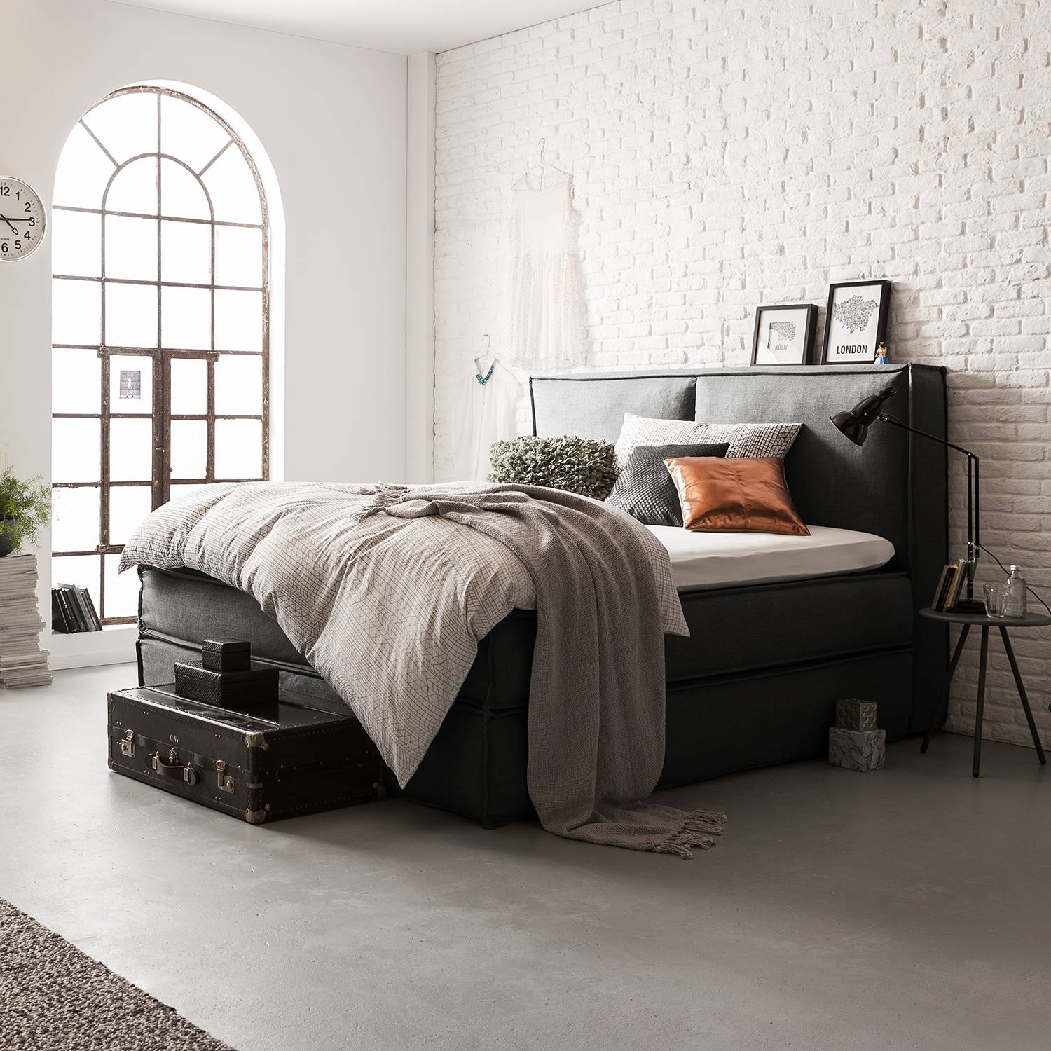 Boxspringbett Kinx 180x200 cm Webstoff Anthrazit mit Matratze/Topper Boxspringbett Kinx 180x200 cm Webstoff Anthrazit mit Matratze/Topper von KINX