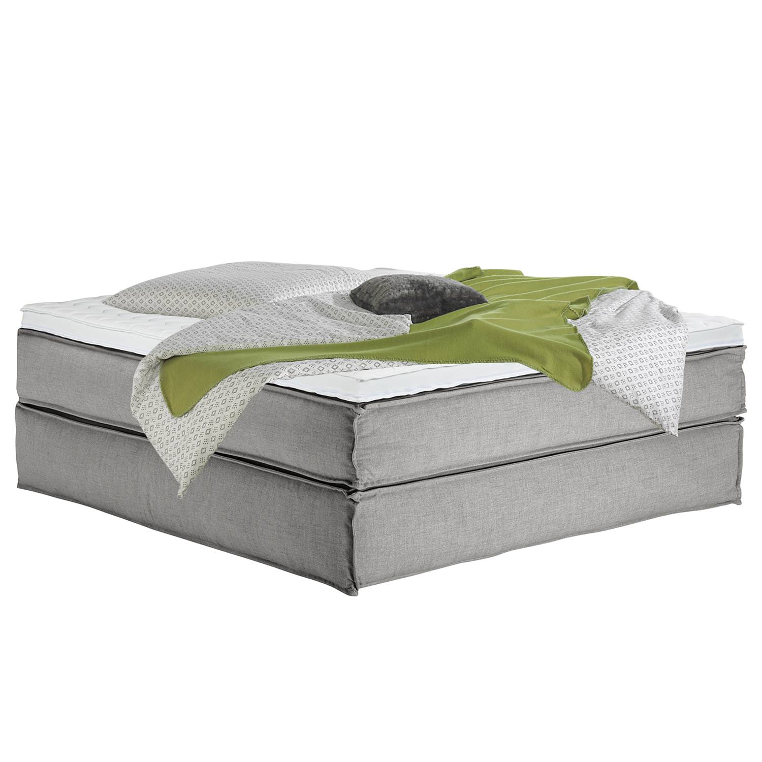 Boxspringbett Kinx 180x220 cm Webstoff Grau mit Matratze/Topper von Studio Copenhagen