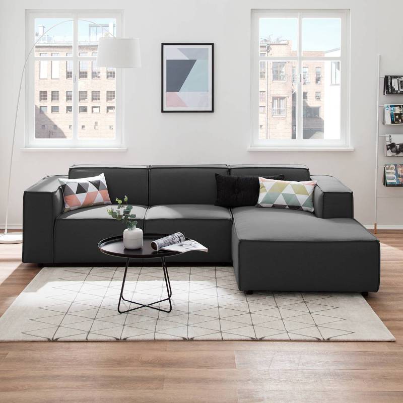 Ecksofa Kinx I 2-Sitzer Anthrazit Strukturstoff 260x70x177 cm (BxHxT) Modern von Studio Copenhagen