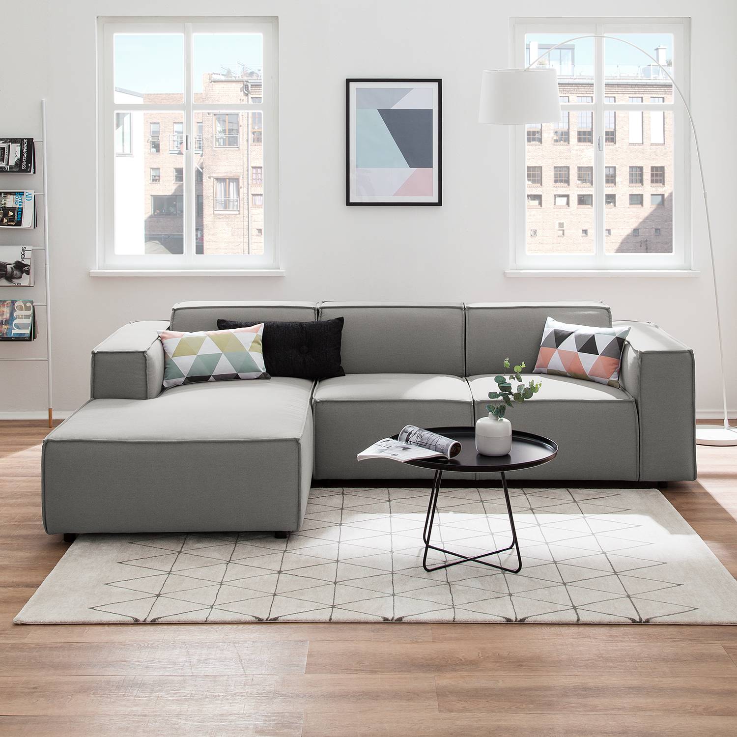 Ecksofa Kinx I 2-Sitzer Graubraun Strukturstoff 260x70x177 cm (BxHxT) Modern von Studio Copenhagen