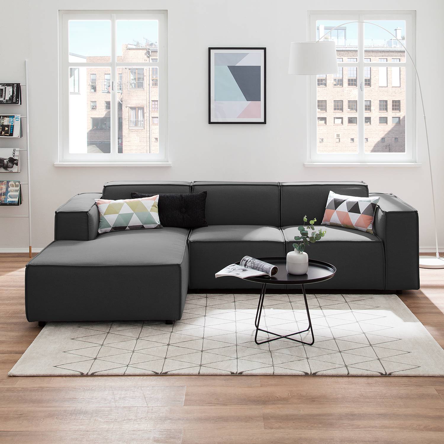 Ecksofa Kinx I Anthrazit Strukturstoff 259x72x177 cm (BxHxT) Modern von Studio Copenhagen