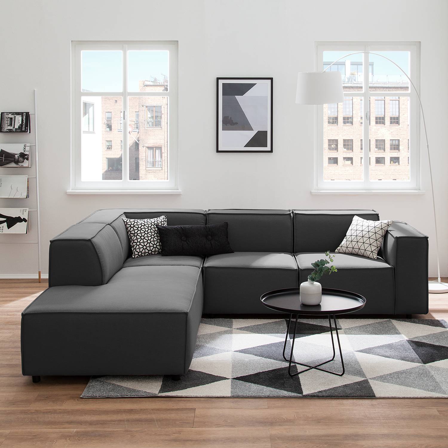 Ecksofa Kinx III 2-Sitzer Anthrazit Strukturstoff 259x70x234 cm (BxHxT) Modern von Studio Copenhagen