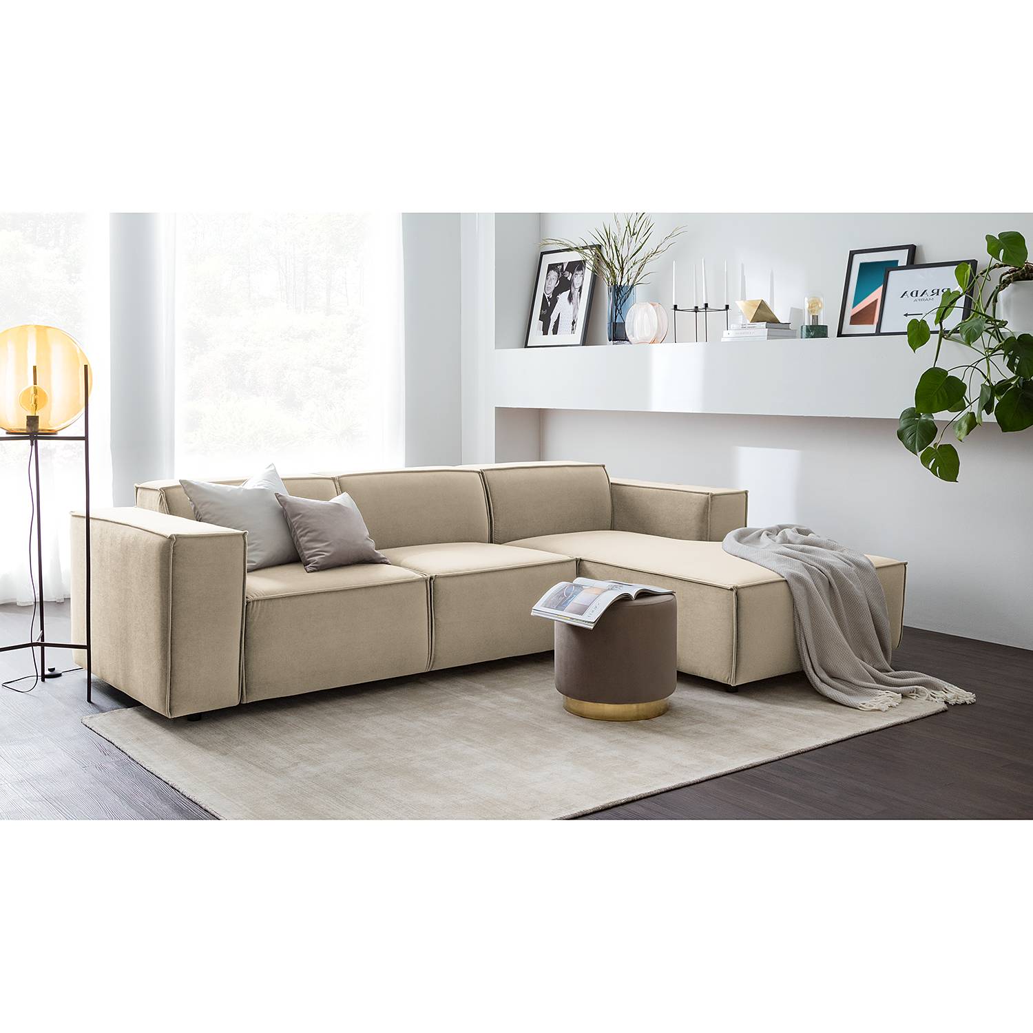 Ecksofa Kinx VI Beige Samt 260x71x177 cm (BxHxT) Glamour von Studio Copenhagen