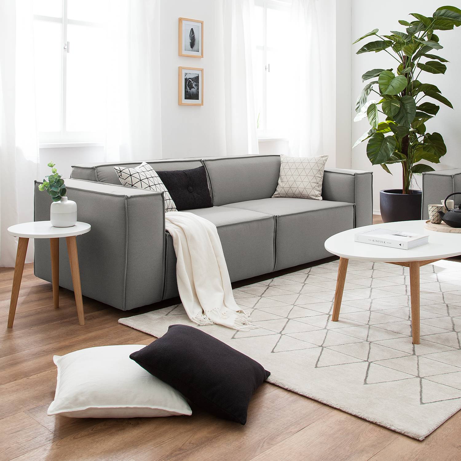 Sofa Kinx 2,5-Sitzer Graubraun Strukturstoff 223x72x96 cm (BxHxT) Modern von Studio Copenhagen