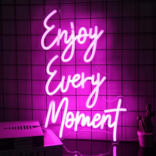 Enjoy Every Moment Leuchtreklame Pink Buchstaben LED Neon Schild Worte Leuchtschild USB angetrieben LED Neonlicht für Schlafzimmer Bar Restaurant Salon Party Deko Enjoy Every Moment Leuchtreklame Pink Buchstaben LED Neon Schild Worte Leuchtschild USB angetrieben LED Neonlicht für Schlafzimmer Bar Restaurant Salon Party Deko von KIOCLA