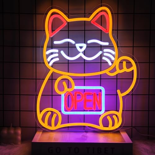 Lucky Cat Neon Schild Open LED Zeichen für Japanische Raumdekoration Glückskatze Neonlicht Dimmbares Open Neon Schild für Wand Restaurant Ramen Shop Izakaya Sushi Bar Deko Lucky Cat Neon Schild Open LED Zeichen für Japanische Raumdekoration Glückskatze Neonlicht Dimmbares Open Neon Schild für Wand Restaurant Ramen Shop Izakaya Sushi Bar Deko von KIOCLA