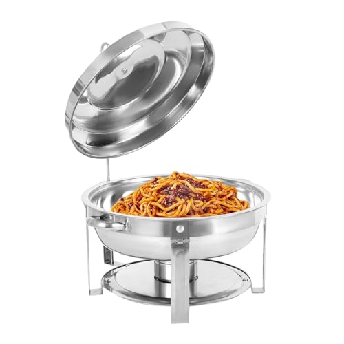 KIOPOWQ 7,5L Chafing Dish Rund Speisenwärmer Buffetwärmer Warmhaltebehälter Wärmebehälter Edelstahl mit Deckel Buffet-Set für Hotel Catering Buffet Hochzeit und Party von KIOPOWQ