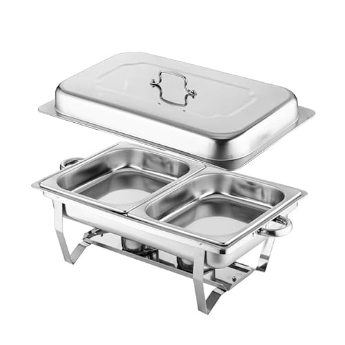 KIOPOWQ 7,5 Liter Speisenwärmer Chafing Dish Buffetwärmer Warmhaltebehälter Wärmebehälter Edelstahl Set für Buffets Brunchs Hotel Party Hochzeit von KIOPOWQ