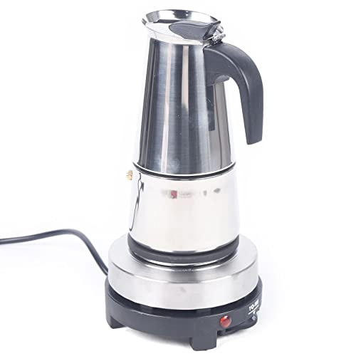 KIOPOWQ Elektrisch Kaffeekanne Espressokocher Kaffeebereiter Edelstahl Mokka Kaffeemaschine für 6 Tassen 300ml mit Elektroherd 220V von KIOPOWQ