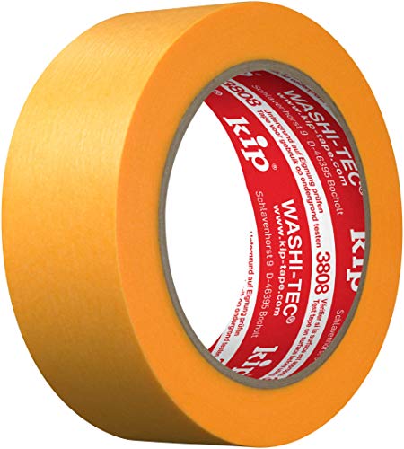Kip 3808 WASHI-TEC® Goldkrepp® - Professionelles Malerband in premium Qualität 36 mm x 50 m | dünnes Washi Tape zum Abdecken, Malen & Lackieren, Malerklebeband für Malerarbeiten & Renovierungen von kip