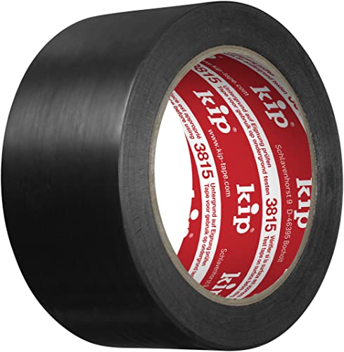 Kip 3815-85 PVC-Schutzband 50 mm x 33 m schwarz/resistent gegen Wasser, Säuren, Laugen, Öle, uvm. / UV-beständig/Naturkautschuk-Kleber/weiche & widerstandsfähige PVC-Folie von kip