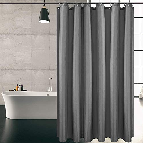 KIPIDA Duschvorhang Textil, Anti-Schimmel, Wasserdichter, Waschbar Anti-Bakteriell Stoff Polyester Badewanne Vorhang mit 8 Duschvorhängeringen (Dunkelgrau, 120x180cm) von KIPIDA