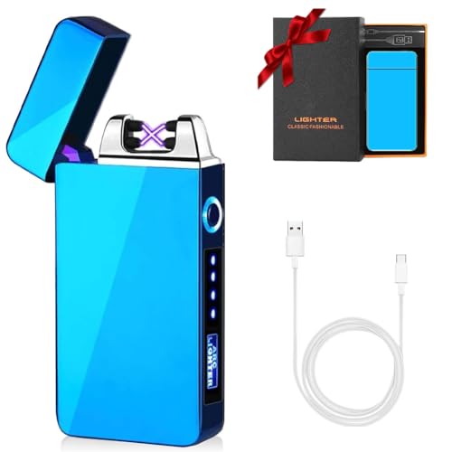 KIPIDA USB Elektronische Feuerzeug,Lichtbogen Feuerzeug,Geschenke zum Valentinstag,Touchscreen Elektro Feuerzeug LED Dual Lichtbogen ARC Feuerzeug,Winddicht Plasma Feuerzeug für Männer Damen Geschenk von KIPIDA