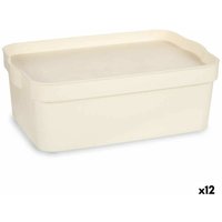 Aufbewahrungsbox de mit cremefarbenem Kunststoffdeckel 6 l 21,5 x 11 x 31,5 cm (12 Stück) von KIPIT