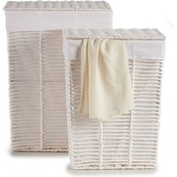 Weiße Weidenkörbe mit Stoff rustic, 2er-Set von KIPIT