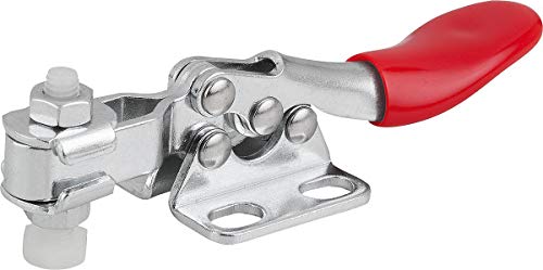 KIPP Schnellspanner horizontal mit waagrechtem Fuß - M4x20 Kniehebelspanner für Werkbänke, Maschinenbetrieb und Schweißarbeiten - Anti Rutsch Klemmspanner - L=79mm - 1 Stück von KIPP - Bedienteile | Normelemente