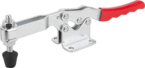 KIPP Schnellspanner horizontal mit waagrechtem Fuß - M10x85 - Kniehebelspanner für Werkbänke, Maschinenbetrieb und Schweißarbeiten - Anti Rutsch Klemmspanner - L=295,6mm - 1 Stück von KIPP - Bedienteile | Normelemente