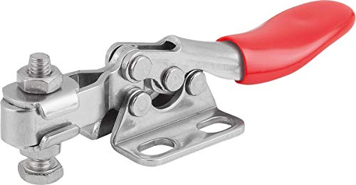 KIPP Schnellspanner horizontal mit waagrechtem Fuß - M4x20 Kniehebelspanner für Werkbänke, Maschinenbetrieb und Schweißarbeiten - Anti Rutsch Klemmspanner - L=79mm - 1 Stück von KIPP - Bedienteile | Normelemente