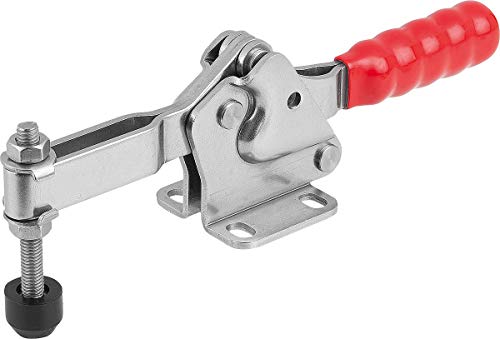 KIPP Schnellspanner horizontal mit waagrechtem Fuß - M6x50 Kniehebelspanner für Werkbänke, Maschinenbetrieb und Schweißarbeiten - Anti Rutsch Klemmspanner - L=173mm - 1 Stück von KIPP - Bedienteile | Normelemente