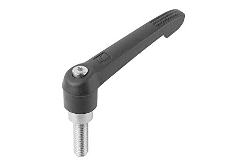 KIPP Klemmhebel - Kunststoff, Außengewinde - Gr.1 M6x30 - schwarzgrau - Komponent Edelstahl, 2 Stück, K0270.1061X30 von KIPP - Bedienteile | Normelemente
