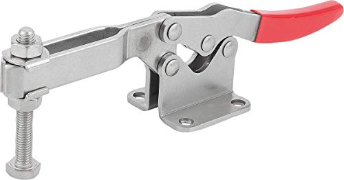 KIPP Schnellspanner horizontal mit waagrechtem Fuß - M10x80 Kniehebelspanner für Werkbänke, Maschinenbetrieb und Schweißarbeiten - Anti Rutsch Klemmspanner - L=295,6mm - 1 Stück von KIPP - Bedienteile | Normelemente